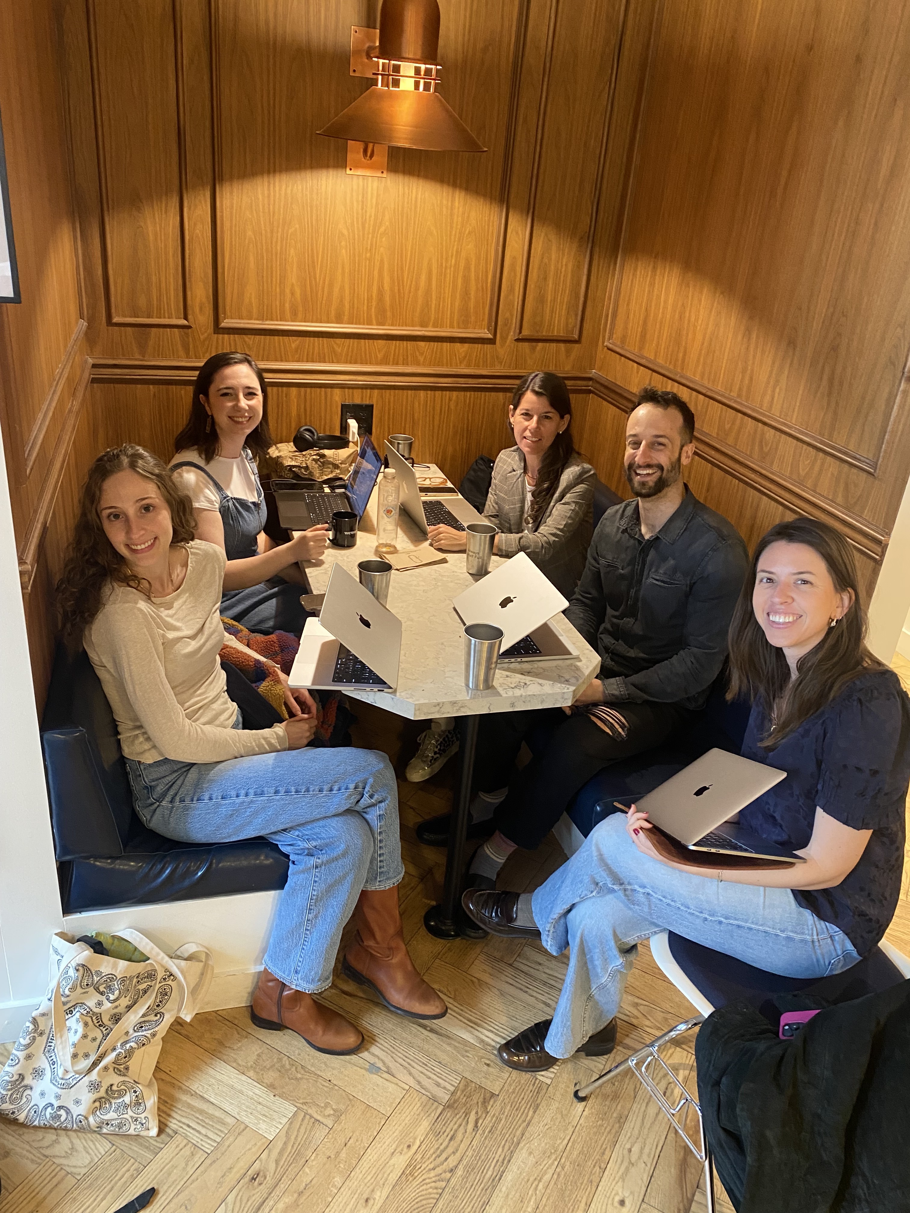 Team working in booth