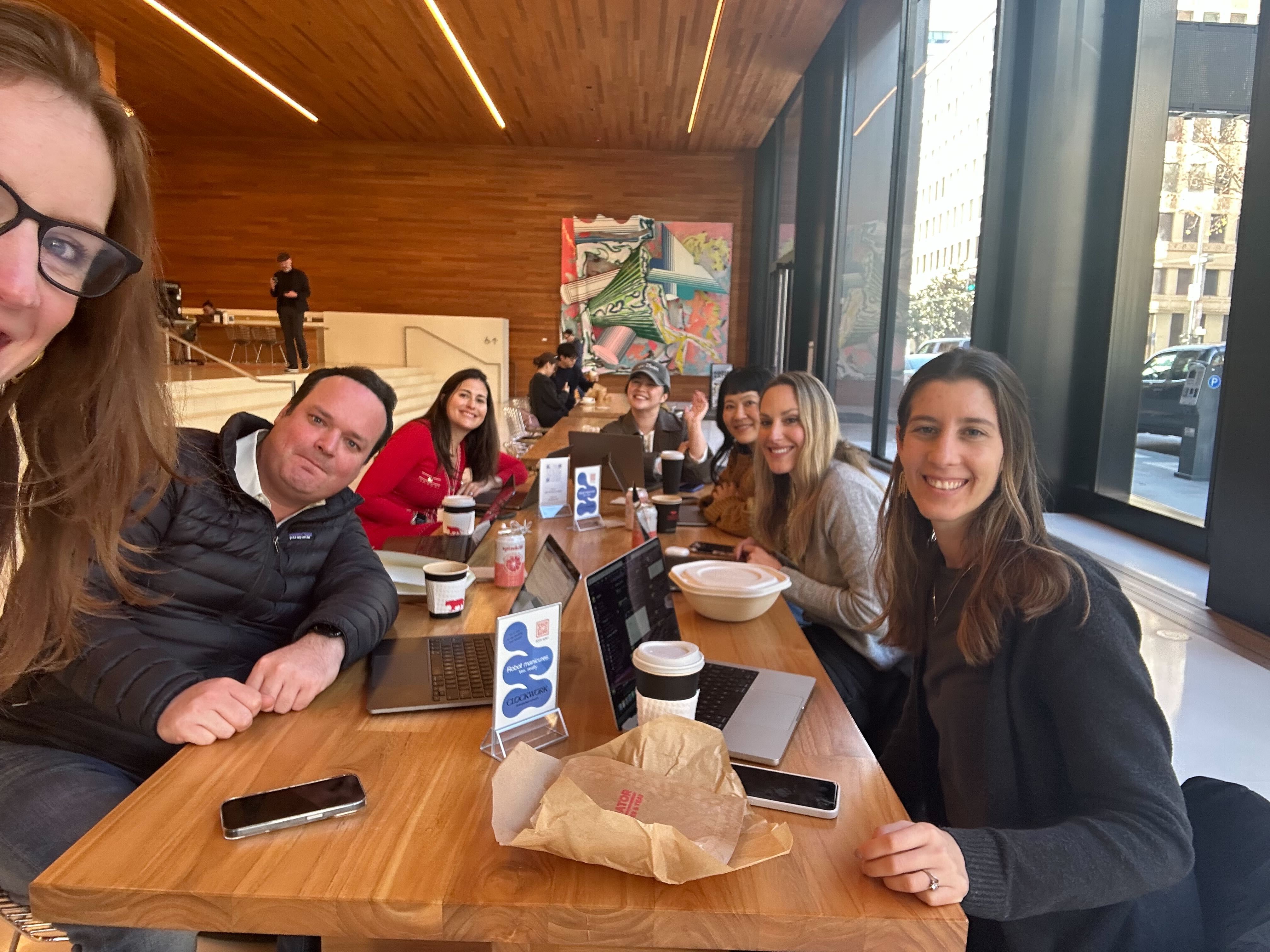 Team at cafe