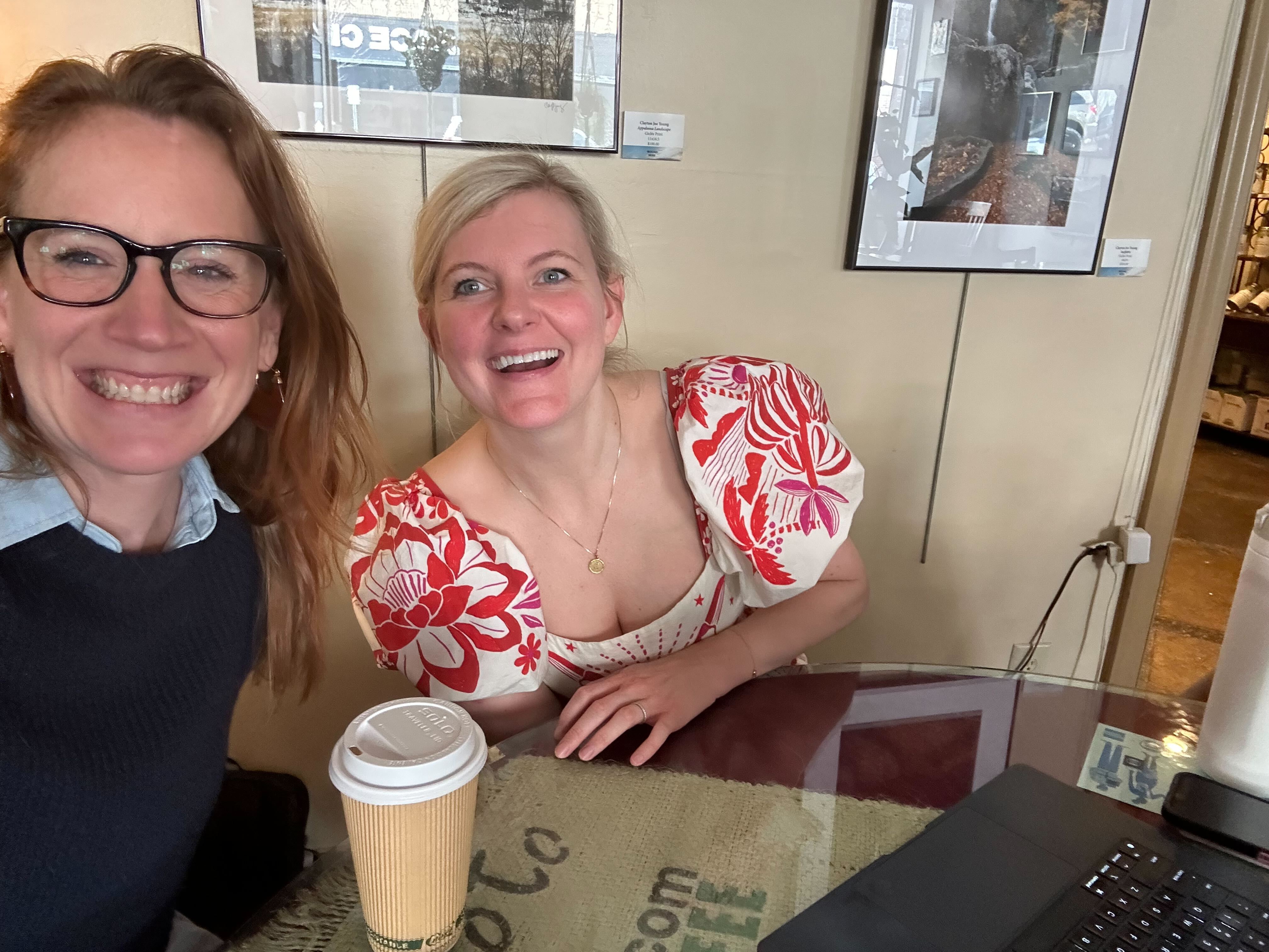 Team members at cafe
